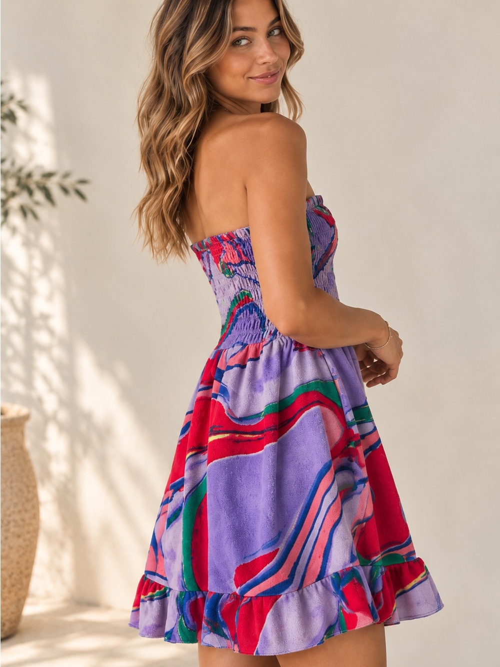 Juicy Couture Multi-Swirl Terry Cloth Tube Dress